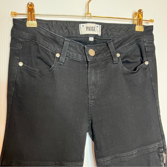 PAIGE Demi Skinny Moto Jeans in Black. Size 26 - Picture 4 of 8